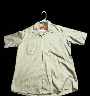 Dickies XL Olive Short Sleeve Button Up Work Shirt Two Pocket